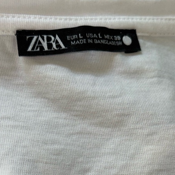 Zara White Shoulder Pad V-Neck Muscle Tee - L - Picture 12 of 15